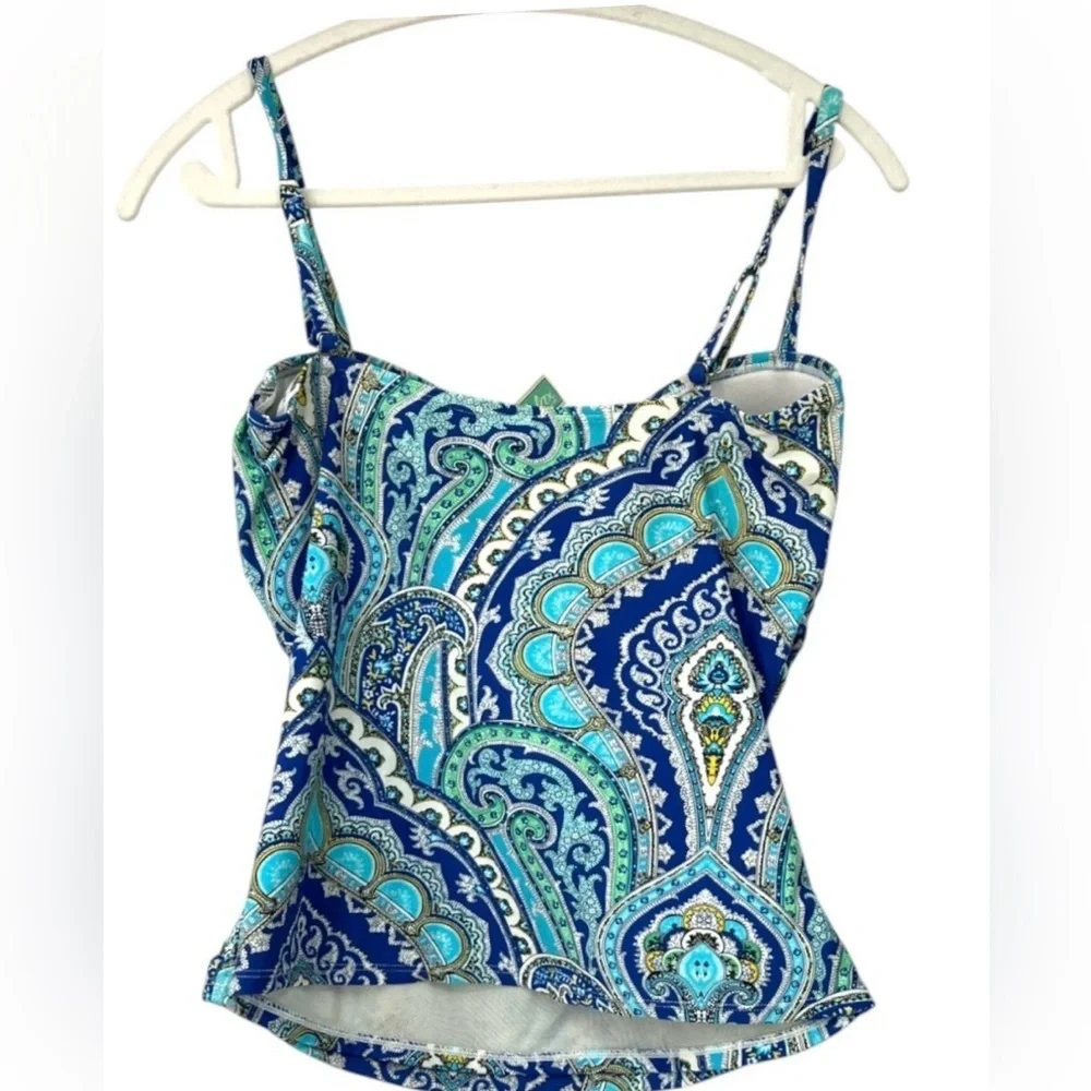 Tommy Bahama Tankini Women's Swimsuit Top Teal Blue Tank Swim RELAX Size Small